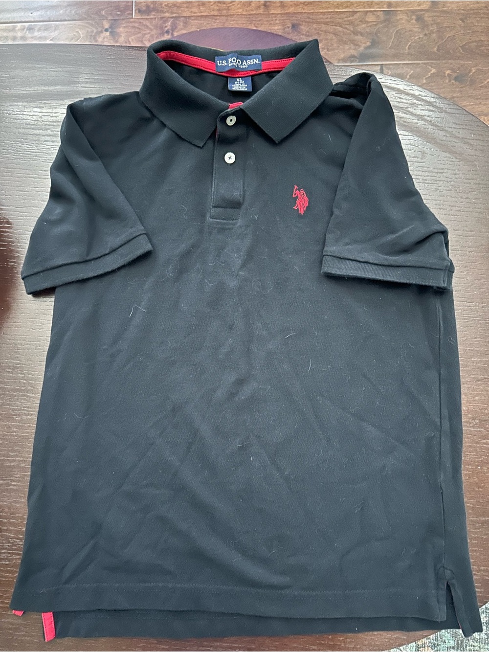 U.S. Polo Assn. Boys Black Polo with Red Pony Logo